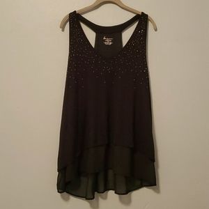 Black razorback studded top